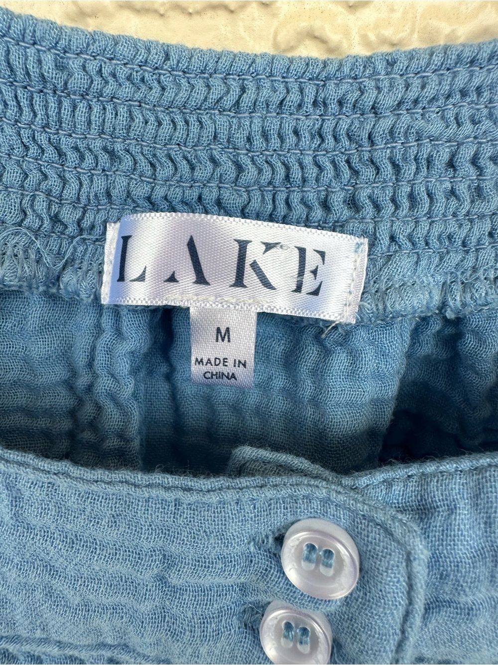 Lake Blue Cotton Gauze Button Front Sleep Tank Top Women's M Loungewear Pajama - Picture 4 of 7